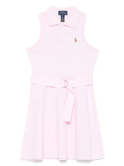 Polo Ralph Lauren Kids' Belted Cotton Dress In Pink