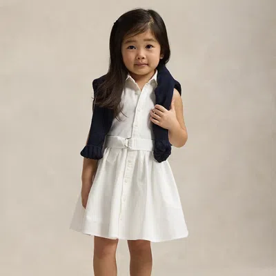 Polo Ralph Lauren Kids' Belted Cotton Oxford Shirtdress In White
