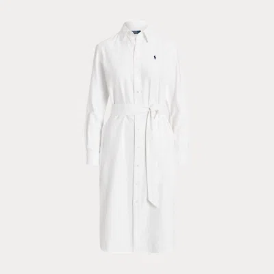 Polo Ralph Lauren Belted Cotton Oxford Shirtdress In White