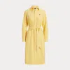 Polo Ralph Lauren Belted Cotton Oxford Shirtdress In Yellow