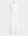 Polo Ralph Lauren Belted Cotton Sleeveless A-line Dress In White