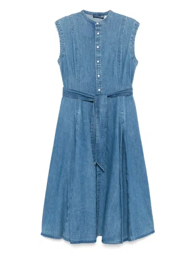 Polo Ralph Lauren Belted Denim Midi Dress In Blue