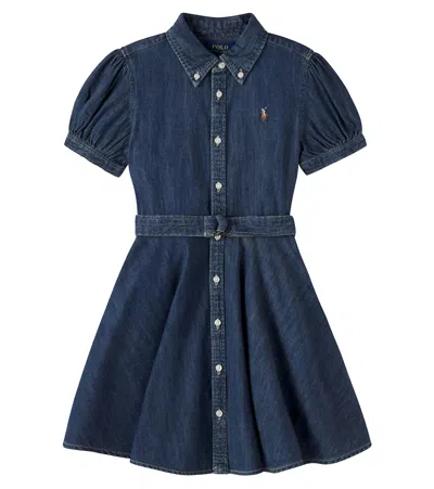 Polo Ralph Lauren Kids' Belted Denim Shirt Dress In Blue