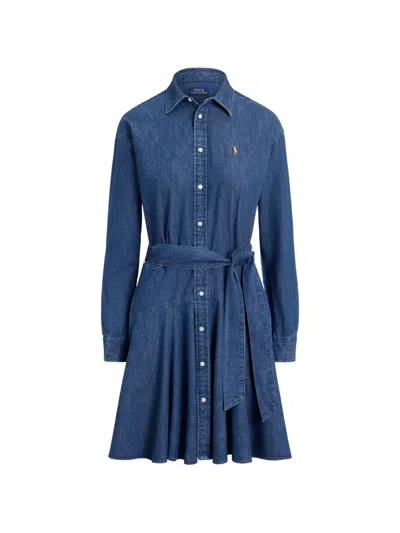 Polo Ralph Lauren Belted Denim Shirt Dress In Blue