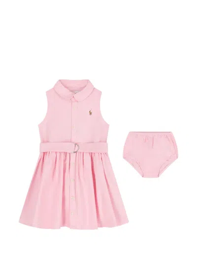 Polo Ralph Lauren Babies' Belted Dress Set In Pink