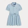Polo Ralph Lauren Belted Indigo Chambray Shirtdress In New Medium Wash