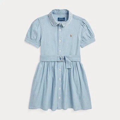 Polo Ralph Lauren Kids' Belted Indigo Chambray Shirtdress In New Medium Wash