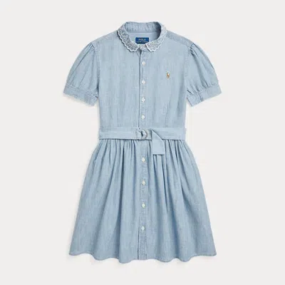 POLO RALPH LAUREN BELTED INDIGO CHAMBRAY SHIRTDRESS