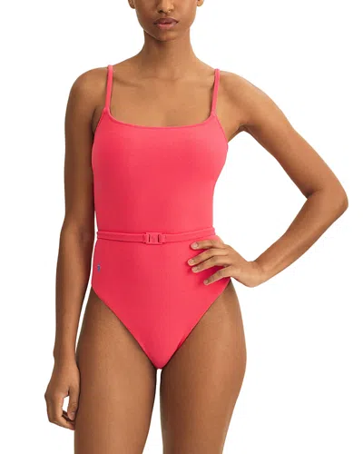 Polo Ralph Lauren Kennedy Belted One-piece Swimsuit In Coral