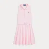 Polo Ralph Lauren Belted Knit Oxford Polo Dress In Carmel  Pink