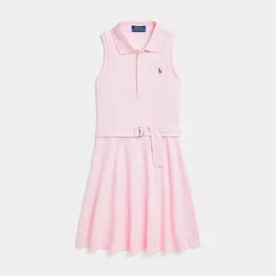 Polo Ralph Lauren Kids' Belted Knit Oxford Polo Dress In Carmel  Pink