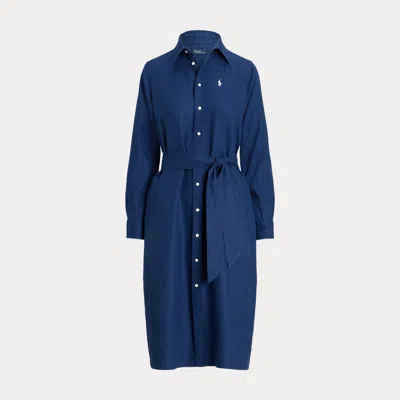Polo Ralph Lauren Belted Linen Shirtdress In Blue
