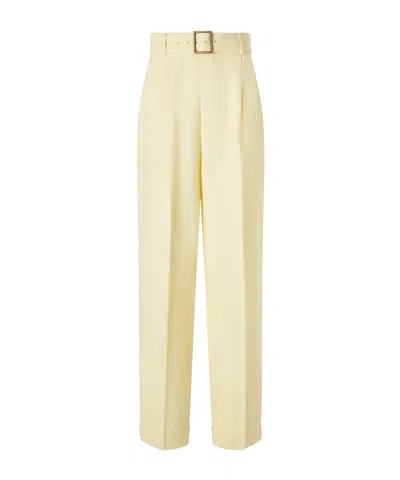 Polo Ralph Lauren Belted Linen Wide-leg Pants In Yellow