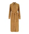 Polo Ralph Lauren Maxi Chemisier In Soft Brown Suede In Gold