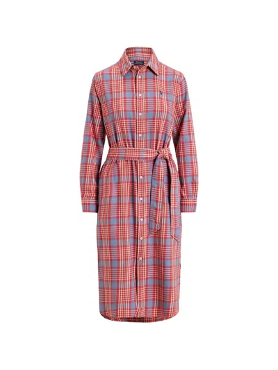 Polo Ralph Lauren Belted Midi Shirt Dress In Multi