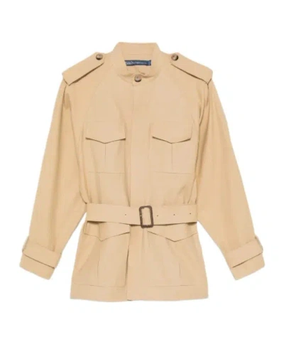 Polo Ralph Lauren Belted Military Jacket In Nude