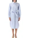 Polo Ralph Lauren Embroidered Poplin Shirt Dress With Belted Waist In Blue