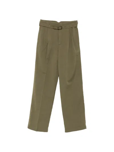 Polo Ralph Lauren Belted Pleated Trousers In Green