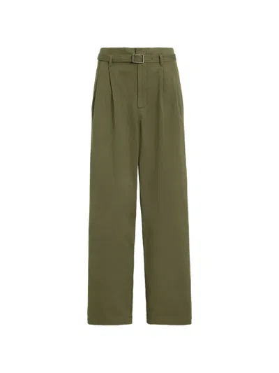 Polo Ralph Lauren Belted Pleated Trousers In Green