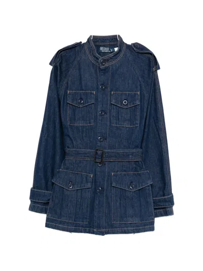 Polo Ralph Lauren Saharan Jacket In Cotton Denim In Blue