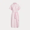 Polo Ralph Lauren Belted Short-sleeve Oxford Shirtdress In Bath Pink