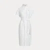 Polo Ralph Lauren Belted Short-sleeve Oxford Shirtdress In White