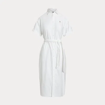 Polo Ralph Lauren Belted Short-sleeve Oxford Shirtdress In White