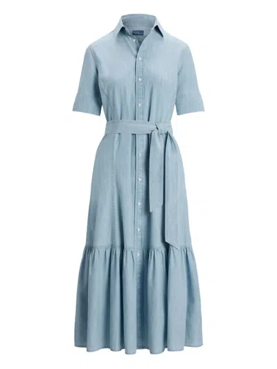 Polo Ralph Lauren Belted Tiered Shirt Midi Dress