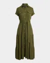 Polo Ralph Lauren Olive Tiered Midi Dress In Expedition Olive