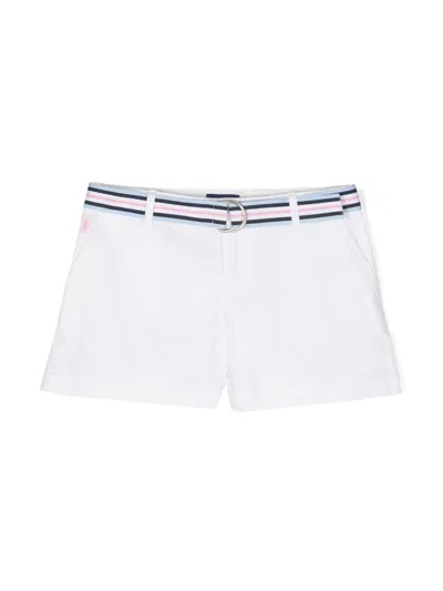 Polo Ralph Lauren Kids' Polo Pony Belted Shorts In White