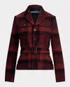 Polo Ralph Lauren Belted Wool-blend Plaid Tweed Jacket In Multi