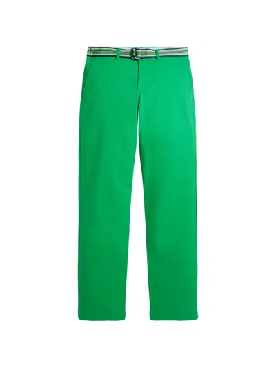 Polo Ralph Lauren Kids' Belted-fastening Trousers In Green