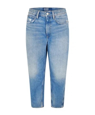 Polo Ralph Lauren Belt-lined Denim Trousers In Blue