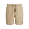 Polo Ralph Lauren Beige Solid Color Mid-trunk Swim Trunks In Neutral