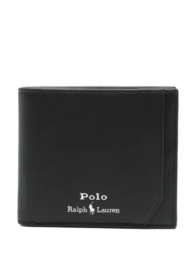 Polo Ralph Lauren Bi-fold Leather Wallet In Black