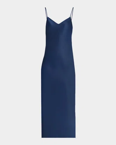 Polo Ralph Lauren Bias-cut Satin Midi Slip Dress In Blue