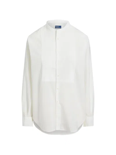 Polo Ralph Lauren Bib-front Band-collar Shirt In White