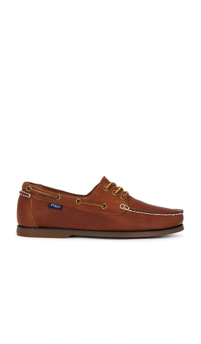 Polo Ralph Lauren Bienne Leather Boat Shoe In Tan