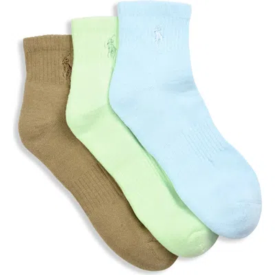 Polo Ralph Lauren Big & Tall 3-pk Classic 1/4-top Socks In Green