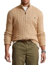 Shop Polo Ralph Lauren Big & Tall Cable Knit Cotton 1/4-zip Sweater In Camel Melange