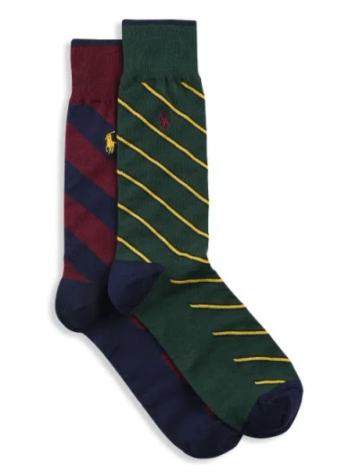 Polo Ralph Lauren Big & Tall Diagonal Stripe 2-pk Crew Socks In Multi