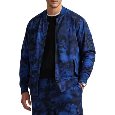 Polo Ralph Lauren Big & Tall Double Knit Zip-front Tech Sweatshirt In Blue