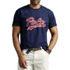 Polo Ralph Lauren Blue Crewneck T-shirt With Logo Print On The Front In Cruise Navy