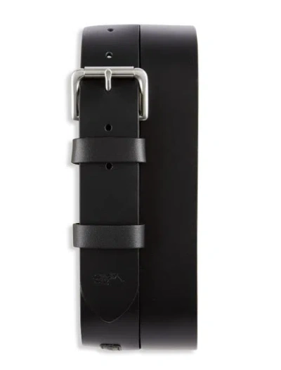 Polo Ralph Lauren Big & Tall Leather Saddle Patch Belt In Black