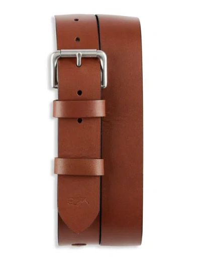Polo Ralph Lauren Big & Tall Leather Saddle Patch Belt In Brown