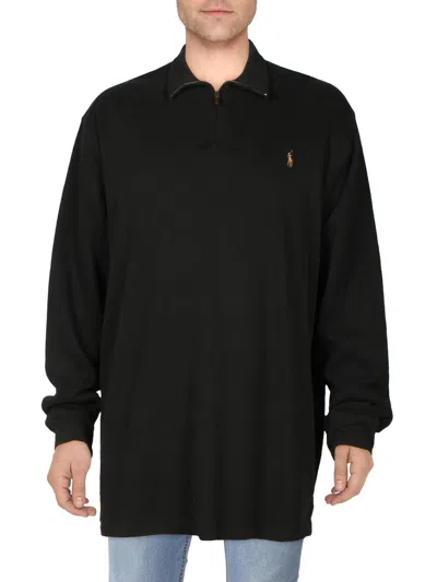 Polo Ralph Lauren Big & Tall Mens Cotton Double Knit 3/4 Zip Pullover In Black