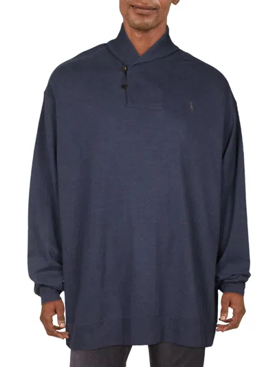 Polo Ralph Lauren Big & Tall Mens Knit Shawl Collar Pullover Sweater In Blue