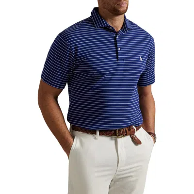 Polo Ralph Lauren Big & Tall Striped Soft Touch Polo Shirt In Royal And Blue