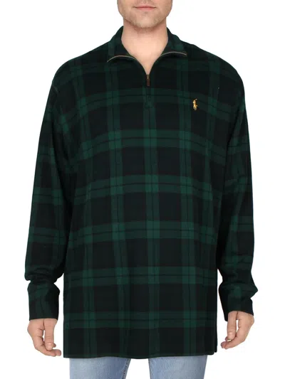 Polo Ralph Lauren Mens Check-pattern Half-zip Cotton Jumper Blackwatch Plaid In Multi