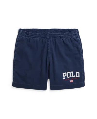 Polo Ralph Lauren Kids' Big Boy Flag Logo Cotton Twill Short In Spring Navy